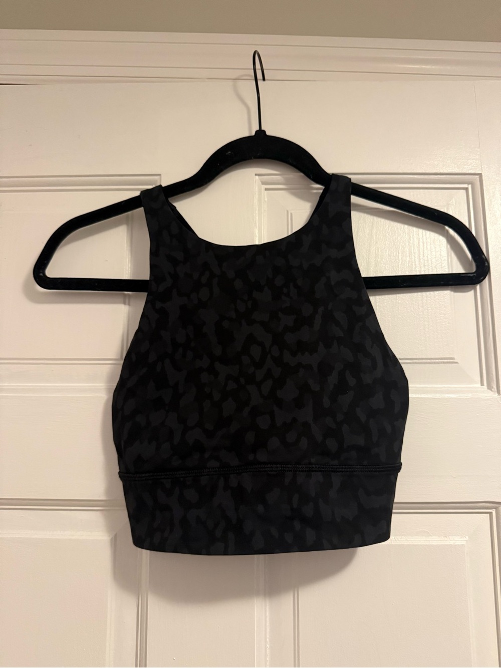 lululemon athletica Black High-Neck Cropped Tank with Subtle Animal Print